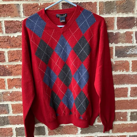 Garret Scott Merino Wool Argyle Sweater Size Large - Picture 1 of 4